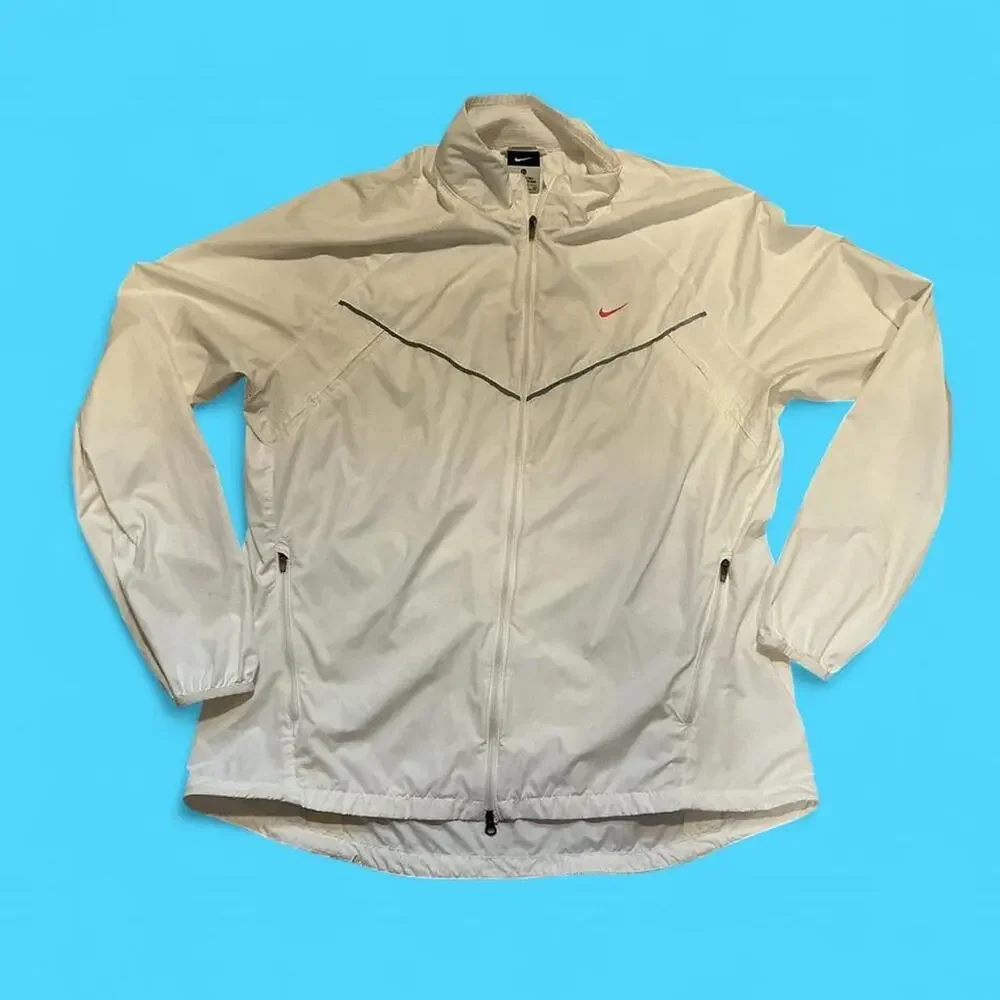 Nike white full zip windbreaker